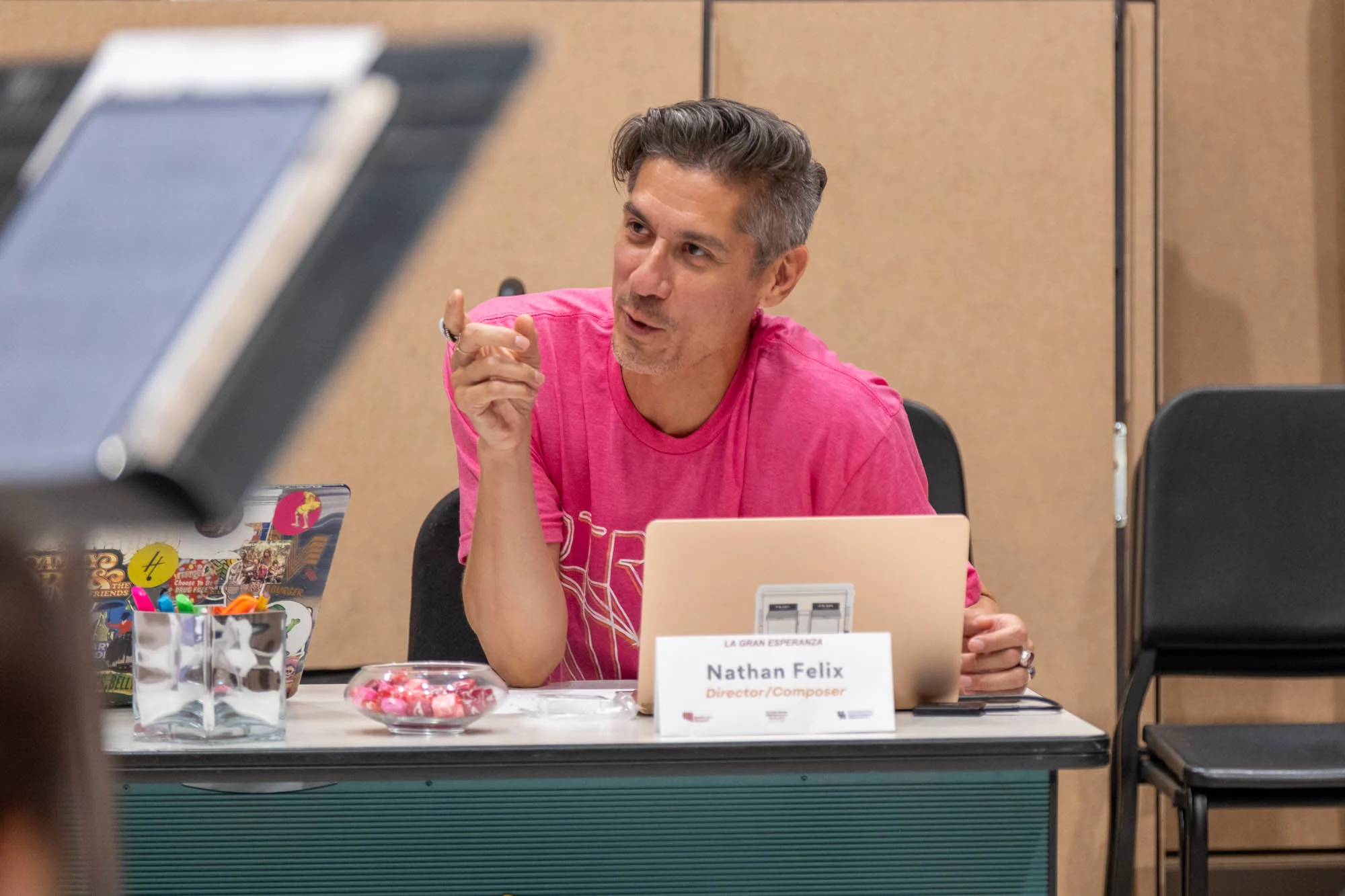 Composer and Director, Nathan Felix, gives feedback during rehearsal.